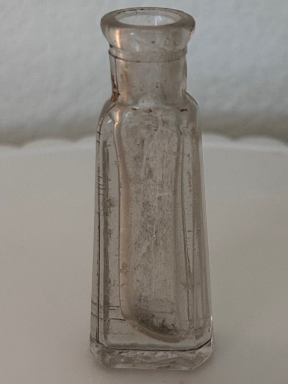 Vintage Small Clear Thick Glass Bottle Medicine